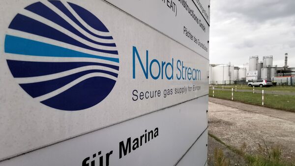 An information billboard near the Nord Stream 2 gas pipeline station in Lubmin, Germany. - Sputnik International