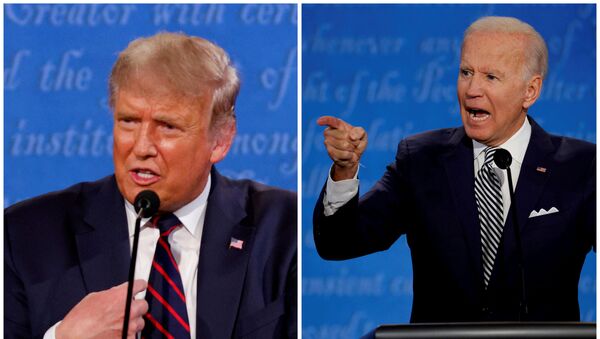 A combination picture shows U.S. President Donald Trump and Democratic presidential nominee Joe Biden speaking during the first 2020 presidential campaign debate, held on the campus of the Cleveland Clinic at Case Western Reserve University in Cleveland, Ohio, U.S., September 29, 2020 - Sputnik International