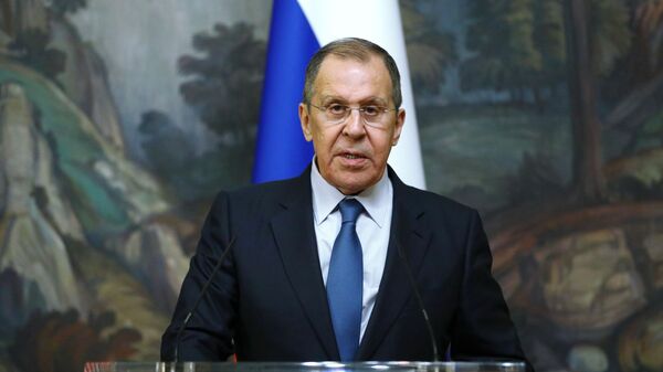 Russian Foreign Minister Sergey Lavrov delivers a joint statement after trilateral talks between Russia, Armenia and Azerbaijan over Nagorno-Karabakh ceasefire, 10 October 2020 - Sputnik International