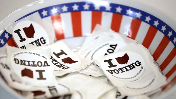 This is a bowl of stickers for those taking advantage of early voting, Sunday, March 15, 2020, in Steubenville, Ohio - Sputnik International