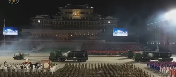 Massive nighttime parade in Pyongyang, North Korea dedicated to the 75th anniversary of the founding of the Korean Workers' Party. Massive nighttime parade in Pyongyang, North Korea dedicated to the 75th anniversary of the founding of the Korean Workers' Party. - Sputnik International