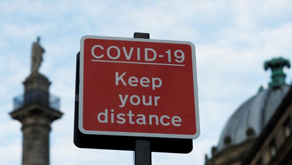 A sign is pictured amid the coronavirus disease (COVID-19) outbreak, in Newcastle, Britain October 10, 2020. REUTERS/Lee Smith - Sputnik International
