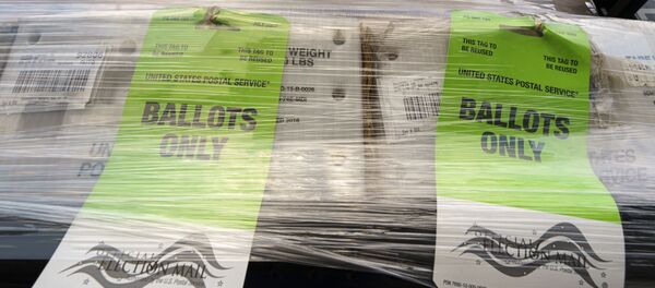 Pallets of voting ballots are ready for mailing to the United States Postal Service as they are displayed to the media at the Orange County Registrar of Voters, before a news conference on Orange County's comprehensive plans to safeguard the election and provide transparency in Santa Ana, Calif., Monday, Oct. 5, 2020 - Sputnik International