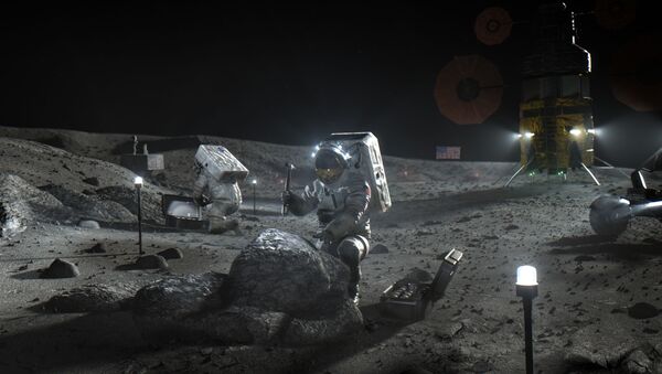 This illustration made available by NASA in April 2020 depicts Artemis astronauts on the Moon. - Sputnik International