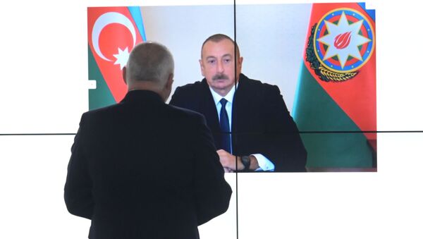 Azerbaijani President Aliyev during exclusive interview with Sputnik - Sputnik International