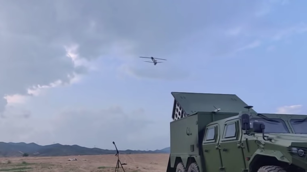 The China Academy of Electronics and Information Technology tests launching a swarm of suicide drones from a modified Dongfeng Mengshi 6x6 truck - Sputnik International