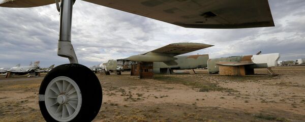 The 39th and final B-52G Stratofortress, tail number 58-0224, accountable under the New START Treaty (Strategic Arms Reduction Treaty) with Russia, is shown at the 309th Aerospace Maintenance and Regeneration Group boneyard Thursday, May 21, 2015 at Davis-Monthan Air Force Base in Tucson, Ariz. The United States cut the tails off 39 B-52G's in order to remove them from treaty accountability, as they still count as nuclear-capable delivery platforms with their tails attached. The tails are angled at 30 degrees so Russian satellites can view compliance. Tail number 58-0224, nicknamed Sweet Tracy, flew combat missions over North Vietnam in Operation Linebacker II, which began Dec. 18, 1972 and lasted 11 nights. This particular B-52G, 58-0224, targeted the Yen Vien Railroad Yards and the Hanoi Railroad Repair Yards. At the time, bomber was stationed in Guam.  - Sputnik International