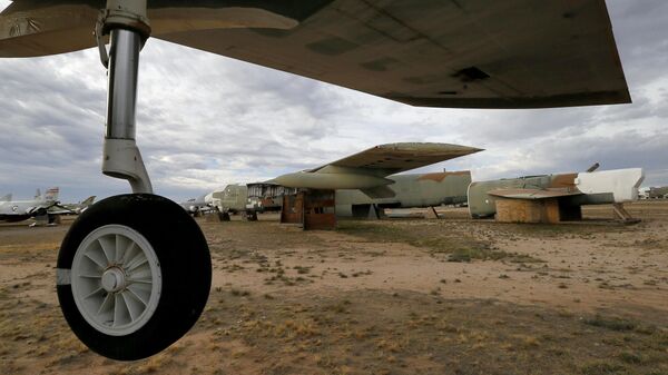 The 39th and final B-52G Stratofortress, tail number 58-0224, accountable under the New START Treaty (Strategic Arms Reduction Treaty) with Russia, is shown at the 309th Aerospace Maintenance and Regeneration Group boneyard Thursday, May 21, 2015 at Davis-Monthan Air Force Base in Tucson, Ariz. The United States cut the tails off 39 B-52G's in order to remove them from treaty accountability, as they still count as nuclear-capable delivery platforms with their tails attached. The tails are angled at 30 degrees so Russian satellites can view compliance. Tail number 58-0224, nicknamed Sweet Tracy, flew combat missions over North Vietnam in Operation Linebacker II, which began Dec. 18, 1972 and lasted 11 nights. This particular B-52G, 58-0224, targeted the Yen Vien Railroad Yards and the Hanoi Railroad Repair Yards. At the time, bomber was stationed in Guam.  - Sputnik International
