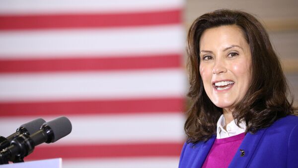 Michigan Governor Gretchen Whitmer (D-MI) speaks during an event with U.S. Democratic presidential candidate Joe Biden (not pictured) at the Beech Woods Recreation Center in Southfield, Michigan, U.S. , October 16, 2020.  - Sputnik International