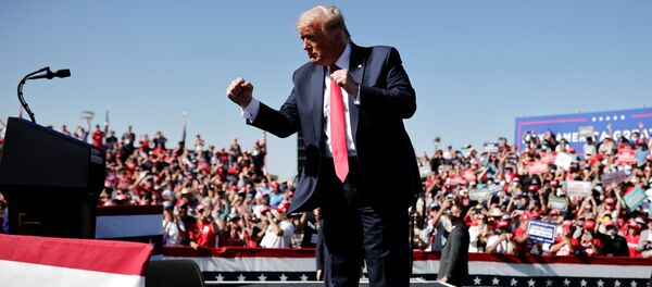 U.S. President Donald Trump gestures as he attends a campaign rally at Prescott Regional Airport, in Arizona, U.S., October 19, 2020 - Sputnik International