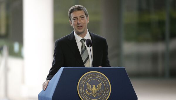 Ron Reagan, son of late former President Ronald Reagan and Nancy Reagan speaks during the funeral service for the former First Lady at the Ronald Reagan Presidential Library Friday, March 11, 2016, in Simi Valley, calif. - Sputnik International