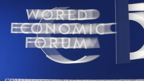 The World Economic Forum logo is seen in Davos, Switzerland, Tuesday, Jan. 21, 2020. The 50th annual meeting of the forum will take place in Davos from Jan. 21 until Jan. 24, 2020. - Sputnik International