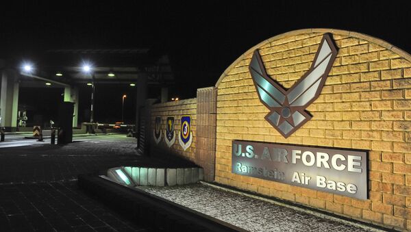 A picture taken on January 17, 2016 shows the logo at the entrance of the US Air base in Ramstein - Sputnik International
