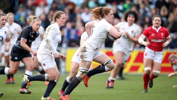 England's Harriet Millar Miles goes through to score their fifth try. Rugby Union - Women's Six Nations - England v Wales - Twickenham Stoop, London, Britain - March 7, 2020.    - Sputnik International