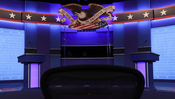 The stage awaits the second and final debate between 2020 U.S. presidential candidates President Donald Trump and Democratic nominee and former Vice President Joe Biden at the Curb Event Center that will host the October 22 debate at Belmont University in Nashville, Tennessee, U.S. October 22, 2020. - Sputnik International