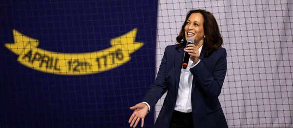 US Democratic vice presidential nominee Senator Kamala Harris (D-CA) speaks during an election campaign visit to Charlotte, North Carolina, U.S. October 21, 2020 - Sputnik International