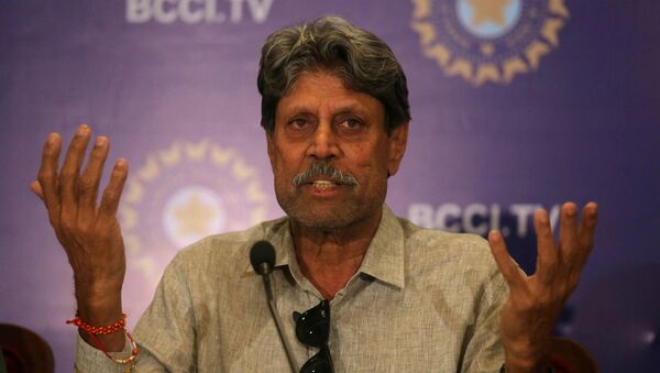  Kapil Dev, former Indian cricket captain and a member of the country's cricket board BCCI's Cricket Advisory Committee, speaks during a news conference to announce its team's coach, in Mumbai, India, August 16, 2019 - Sputnik International
