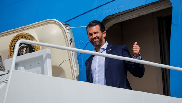Donald Trump Jr boards Air Force One at Joint Base Andrews, Maryland, US, as he departs Washington with his father, US President Donald Trump, to participate in the first presidential debate with Democratic presidential nominee Joe Biden in Cleveland, Ohio  - Sputnik International