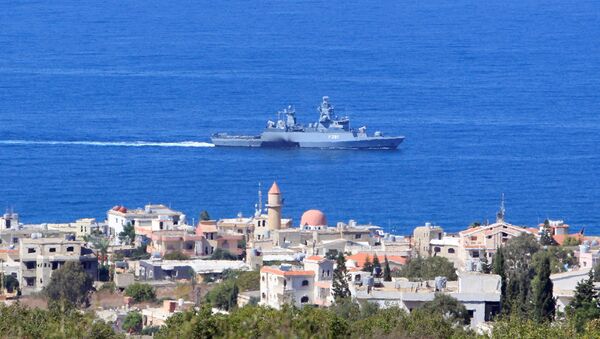 A UN naval ship is pictured off the Lebanese coast in the town of Naqoura, near the Lebanese-Israeli border, southern Lebanon October 14, 2020 - Sputnik International