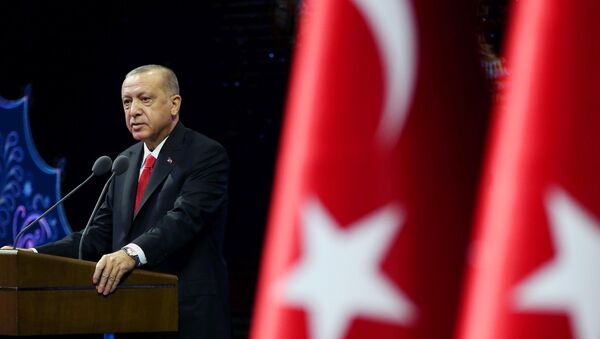 Turkish President Tayyip Erdogan makes a speech during a meeting in Ankara, Turkey 26 October 2020. - Sputnik International