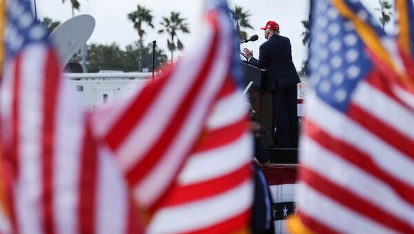 U.S. President Donald Trump gestures as he speaks during a campaign rally outside Raymond James Stadium, in Tampa, Florida, U.S., October 29, 2020. - Sputnik International