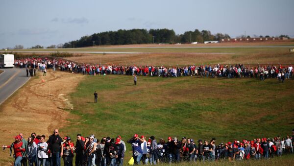 Supporters wait for the rally of U.S. President Donald Trump at Hickory Regional Airport in Hickory, North Carolina U.S., November 1, 2020. - Sputnik International