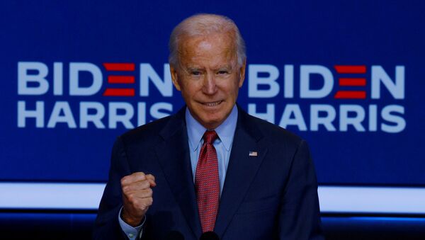 Democratic U.S. presidential nominee and former Vice President Joe Biden makes a statement in Wilmington, Delaware, U.S., October 28, 2020 - Sputnik International