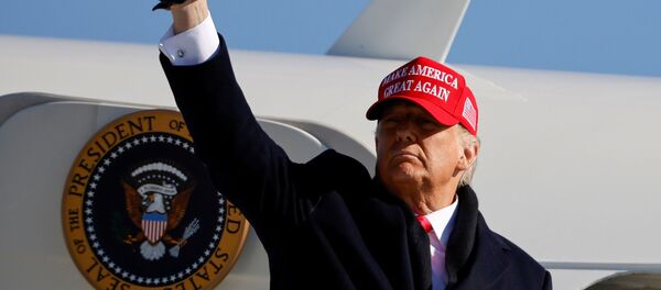 U.S. President Donald Trump gestures as he leaves after holding a campaign rally at Fayetteville Regional Airport in Fayetteville, North Carolina, U.S., November 2, 2020. - Sputnik International