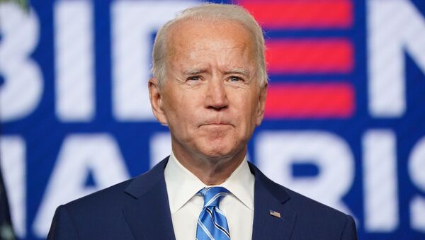 Democratic U.S. presidential nominee Joe Biden speaks about the 2020 U.S. presidential election results during an appearance in Wilmington, Delaware, U.S., November 4, 2020. - Sputnik International
