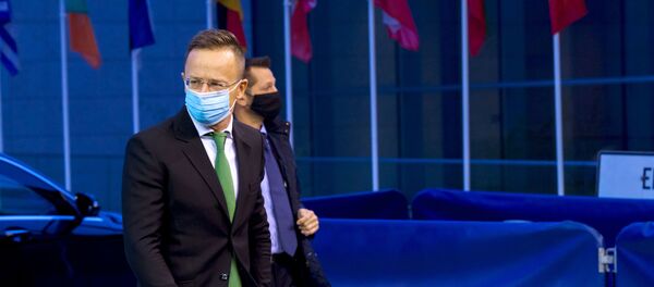 Minister for foreign affairs of Hungary Peter Szijjarto arrives to attend a European Foreign Affairs ministers council in Luxembourg October 12, 2020. Minister for foreign affairs of Hungary Peter Szijjarto arrives to attend a European Foreign Affairs ministers council in Luxembourg October 12, 2020. - Sputnik International