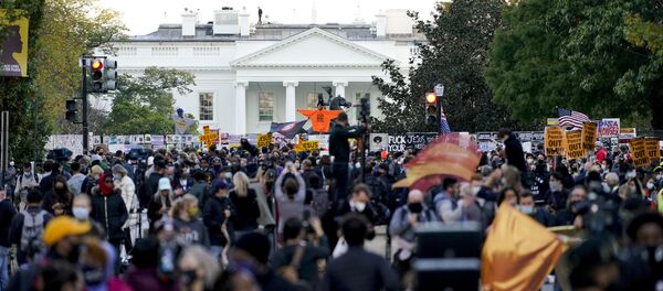 Demonstrators gather outside the White House, Tuesday, Nov. 3, 2020, in Washington - Sputnik International