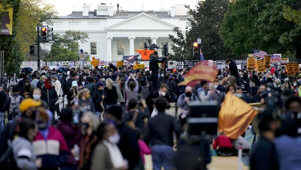 Demonstrators gather outside the White House, Tuesday, Nov. 3, 2020, in Washington - Sputnik International