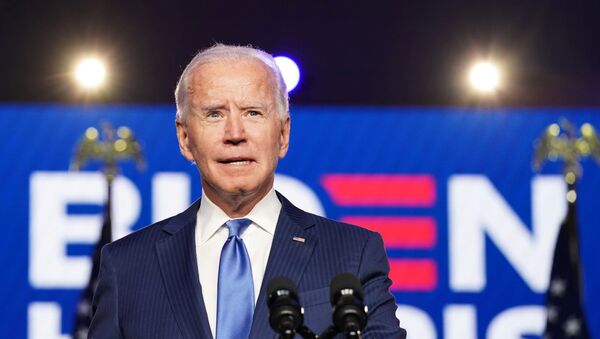 U.S Democratic presidential nominee Joe Biden speaks about election results in Wilmington, Delaware, U.S., November 6, 2020 - Sputnik International