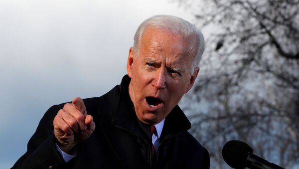 Democratic U.S. presidential candidate Joe Biden speaks to supporters at a rally after filing his declaration of candidacy papers to appear on the 2020 New Hampshire presidential primary election ballot at the State House in Concord, New Hampshire, U.S., November 8, 2019. REUTERS/Mike Segar/File Photo - Sputnik International