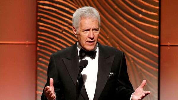 Jeopardy television game show host Alex Trebek speaks on stage during the 40th annual Daytime Emmy Awards in Beverly Hills, California June 16, 2013 - Sputnik International