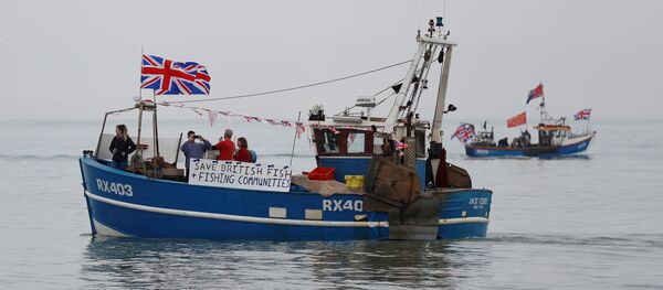 FILE PHOTO: Supporters sail ahead of protests, staged by fishermen and fishing communities from the campaign group 'Fishing for Leave' in ports across the country, against Prime Minister Theresa May’s Brexit transition deal, in Hastings, Britain April 8, 2018 FILE PHOTO: Supporters sail ahead of protests, staged by fishermen and fishing communities from the campaign group 'Fishing for Leave' in ports across the country, against Prime Minister Theresa May’s Brexit transition deal, in Hastings, Britain April 8, 2018 - Sputnik International