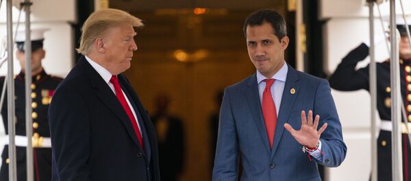 President Donald Trump welcomes Venezuelan opposition leader Juan Guaido to the White House, Wednesday, Feb. 5, 2020, in Washington. (AP Photo/ Evan Vucci) - Sputnik International
