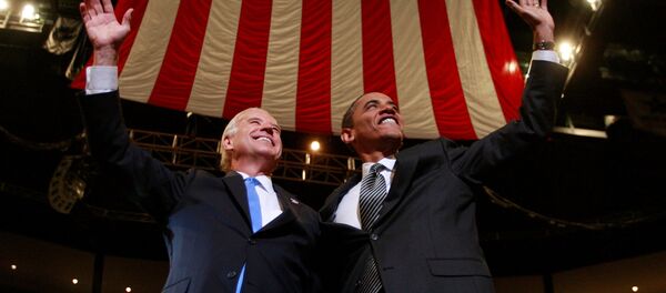 FILE PHOTO: U.S. Democratic Presidential nominee Senator Barack Obama (D-IL) and his Vice Presidential nominee Senator Joe Biden (D-DE) (L) participate in a campaign rally in Sunrise, Florida, U.S., October 29, 2008 - Sputnik International