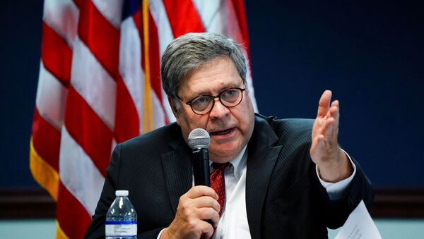 U.S. Attorney General William Barr participates in a roundtable discussion about human trafficking at the U.S. Attorney's Office in Atlanta, Georgia, U.S., September 21, 2020 - Sputnik International