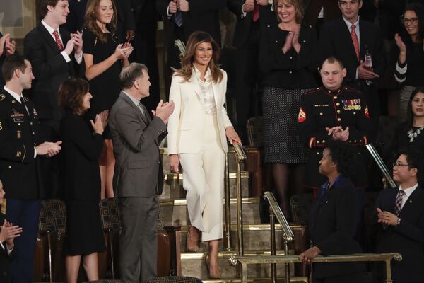 First lady Melania Trump arrives before the State of the Union address to a joint session of Congress on Capitol Hill in Washington, Tuesday, 30 January 2018.  - Sputnik International