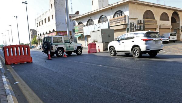 Saudi police close a street leading to a non-Muslim cemetery in the Saudi city of Jeddah where a bomb struck a World War I commemoration attended by European diplomats on November 11, 2020 leaving several people wounded amid Muslim anger over French cartoons. - The attack is the second assault in the kingdom in less than a month, as French President Emmanuel Macron has sought to assuage anger across Muslim nations over satirical cartoons of the Prophet Mohammed. - Sputnik International