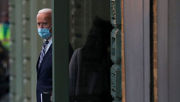 US President-elect Joe Biden leaves the Queen Theater, where earlier in the day he addressed the media about the Trump Administration’s lawsuit to overturn the Affordable Care Act on 10 November 2020 in Wilmington, Delaware. Mr. Biden also spoke about his plan to expand access to quality, affordable health care. - Sputnik International