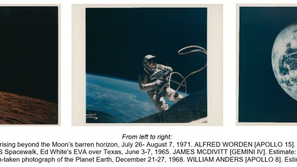 Lot 558, Crescent Earth rising beyond the Moon’s barren horizon, July 26- August 7, 1971. ALFRED WORDEN [APOLLO 15]. Estimate: £2,000-3,000 Lot 75, First US Spacewalk, Ed White’s EVA over Texas, June 3-7, 1965. JAMES MCDIVITT [GEMINI IV]. Estimate: £1,200-1,800 Lot 210, First human-taken photograph of the Planet Earth, December 21-27, 1968. WILLIAM ANDERS [APOLLO 8]. Estimate: £3,000-5,000 - Sputnik International