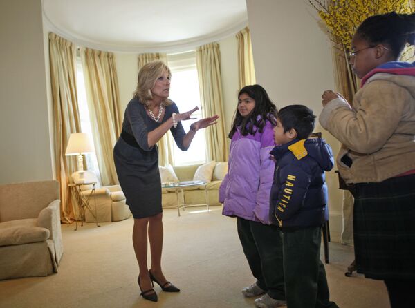 Jill Biden, wife of vice-president Joe Biden opens their new home at the US Naval Observatory, to elementary school children from across the DC area, Wednesday, 21 January 2009, in Washington.  - Sputnik International