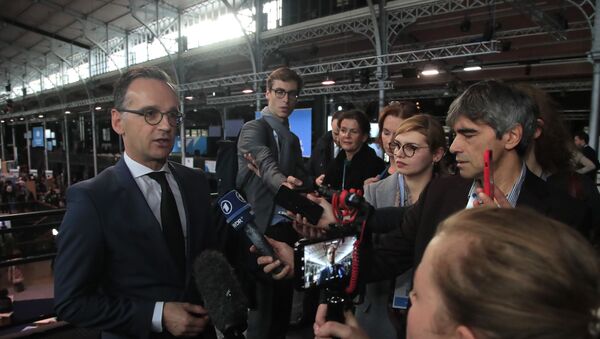 German Foreign Minister Heiko Maas answers reporters as he attends the Paris Peace Forum, Tuesday, Nov. 12, 2019 in Paris - Sputnik International