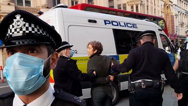 Police take Assange supporter to van - Sputnik International