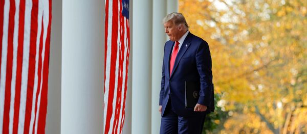U.S. President Donald Trump walks down the West Wing colonnade from the Oval Office to the Rose Garden to deliver an update on the so-called Operation Warp Speed program, the joint Defense Department and HHS initiative that has struck deals with several drugmakers in an effort to help speed up the search for effective treatments for the ongoing coronavirus disease (COVID-19) pandemic, at the White House in Washington, U.S., November 13, 2020. U.S. President Donald Trump walks down the West Wing colonnade from the Oval Office to the Rose Garden to deliver an update on the so-called Operation Warp Speed program, the joint Defense Department and HHS initiative that has struck deals with several drugmakers in an effort to help speed up the search for effective treatments for the ongoing coronavirus disease (COVID-19) pandemic, at the White House in Washington, U.S., November 13, 2020. - Sputnik International