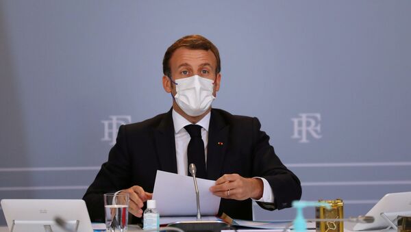 French President Emmanuel Macron attends a defence council on the coronavirus pandemic at Elysee Palace in Paris, France November 12, 2020 - Sputnik International