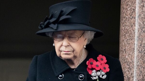 Britain's Queen Elizabeth attends the National Service of Remembrance at The Cenotaph on Whitehall in London, Britain November 8, 2020. - Sputnik International