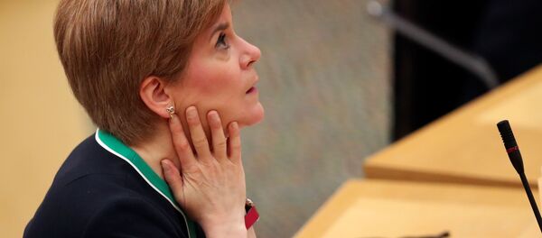 Scottish First Minister Nicola Sturgeon looks on during a statement to the Scottish Parliament on the coronavirus disease (COVID-19) restrictions, in Edinburgh, Scotland, Britain November 17, 2020 Scottish First Minister Nicola Sturgeon looks on during a statement to the Scottish Parliament on the coronavirus disease (COVID-19) restrictions, in Edinburgh, Scotland, Britain November 17, 2020 - Sputnik International